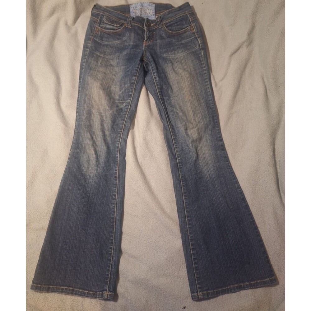 XOXO Flare Jeans Womens 5/6 Vintage Blue Faded Bootcut *Missing Rear Button*